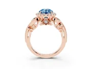 Round Vintage Halo Engagement Ring Setting for a Fancy Blue Lab-Grown Diamond | Rose Gold