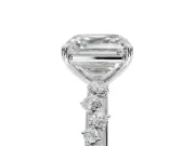 Asscher Cut Solitaire Engagement Ring Setting | Graduated Scattered Accents | Sterling Silver