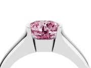 Round Half Bezel Solitaire Engagement Ring Setting for a Fancy Pink Lab-Grown Diamond | Wide Band | Sterling Silver