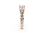 Princess Cut Graduated Side Stone Engagement Ring Setting | Shared Prong Rails | Rose Gold