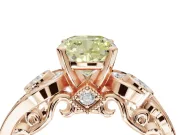 Cushion Cut Swirl Engagement Ring Setting for a Fancy Yellow Lab-Grown Diamond | Rose Gold