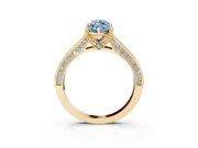 Marquise Hidden Halo Engagement Ring Setting for a Fancy Blue Lab-Grown Diamond | Milgrain Pave | Yellow Gold