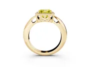 Fancy Yellow Asscher Cut Diamond Halo Engagement Ring Set in Yellow gold with Plain Split Shank and Prong Setting