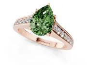 Pear-Shaped Graduated Pavé Engagement Ring Setting for a Fancy Green Lab-Grown Diamond | Rose Gold