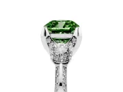 Cushion Cut Hidden Halo Three Stone Engagement Ring Setting for a Fancy Green Lab-Grown Diamond | White Gold