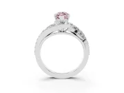 Fancy Pink Marquise Cut Diamond Halo Ring Set in Platinum with Marquise and Pavé Band in Prong Setting