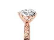 Heart-Shaped Engraved Solitaire Engagement Ring Setting | Milgrain Edges | Rose Gold