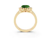 Fancy Green Heart Cut Diamond Halo Ring Set in Yellow gold with Round Halo and Smooth Solitaire Band
