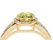 Oval Halo Engagement Ring Setting for a Fancy Yellow Lab-Grown Diamond | Split Shank | Yellow Gold