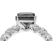 Princess Cut Side Stone Engagement Ring Setting for a Black Center | Platinum