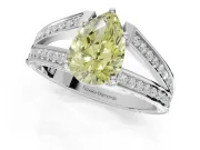Pear-Shaped Split Shank Pavé Engagement Ring Setting for a Fancy Yellow Lab-Grown Diamond | Platinum