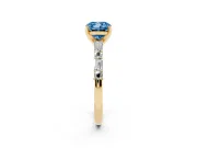 Cushion Cut Baguette Side Stone Engagement Ring Setting for a Fancy Blue Lab-Grown Diamond | Yellow Gold