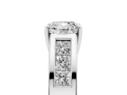 Cushion Cut Channel-Set Engagement Ring Setting | Princess Side Stones | White Gold