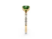 Princess Cut Pave Solitaire Engagement Ring Setting for a Fancy Green Lab-Grown Diamond | Slim Band | Yellow Gold