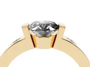 Oval Tension Style Engagement Ring Setting for a Black Center | Flush Set Accents | Yellow Gold