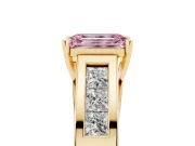 Emerald Cut Channel-Set Engagement Ring Setting for a Fancy Pink Lab-Grown Diamond | Yellow Gold