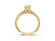 Pear-Shaped Engraved Engagement Ring Setting for a Fancy Yellow Lab-Grown Diamond | Yellow Gold