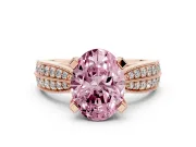 Oval Milgrain Solitaire Engagement Ring Setting for a Fancy Pink Lab-Grown Diamond | Rose Gold