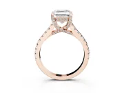 Asscher Cut Hidden Halo Pave Engagement Ring Setting | Claw Prongs | Rose Gold