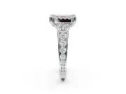Asscher Cut Halo Engagement Ring Setting for a Fancy Pink Lab-Grown Diamond | Graduated Channel Band | Platinum