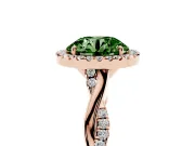 Round Halo Engagement Ring Setting for a Fancy Green Lab-Grown Diamond | Pavé Twist Band | Rose Gold
