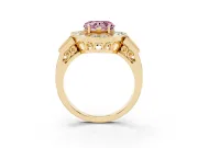 Heart-Shaped Milgrain Sectioned Halo Engagement Ring Setting for a Fancy Pink Lab-Grown Diamond | Yellow Gold