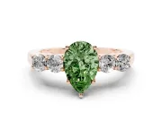 Pear-Shaped 5 Stone Engagement Ring Setting for a Fancy Green Lab-Grown Diamond | Rose Gold