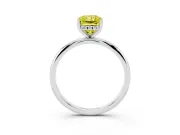 Fancy Yellow Radiant Cut Diamond Solitaire Engagement Ring Set in Silver with Prong Setting and Polished Band