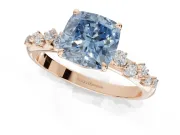 Cushion Cut Graduated Solitaire Engagement Ring Setting for a Fancy Blue Lab-Grown Diamond | Rose Gold