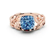 Cushion Cut Leaf Bypass Engagement Ring Setting for a Fancy Blue Lab-Grown Diamond | Rose Gold