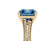 Asscher Cut Split Shank Engagement Ring Setting for a Fancy Blue Lab-Grown Diamond | Pave Band | Yellow Gold