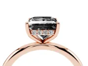 Fancy Black Princess Cut Diamond Solitaire Ring Set in Rose gold with Thin Band and Prong Setting
