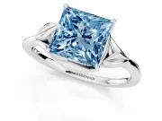 Princess Cut Leaf Bypass Solitaire Engagement Ring Setting for a Fancy Blue Lab-Grown Diamond | Sterling Silver