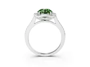 Round Petal Tip Halo Engagement Ring Setting for a Fancy Green Lab-Grown Diamond | Pavé Band | Sterling Silver