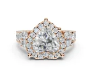 Heart-Shaped Halo Side Cluster Engagement Ring Setting | Graduated Channel Band | Rose Gold
