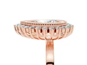 Pear Cut Diamond Halo Ring Set in Rose gold with Milgrain Edge and Round Prong Setting