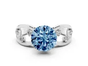 Round Loop Engagement Ring Setting for a Fancy Blue Lab-Grown Diamond | Scattered Accents | Platinum