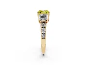 Asscher Cut Three Stone Engagement Ring Setting for a Fancy Yellow Lab-Grown Diamond | Accented Shoulders | Yellow Gold