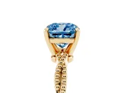 Cushion Cut Twisted Engagement Ring Setting for a Fancy Blue Lab-Grown Diamond | Beaded Twist | Yellow Gold