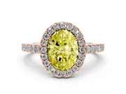 Oval Halo Engagement Ring Setting for a Fancy Yellow Lab-Grown Diamond | Single Row Pavé Band | Rose Gold