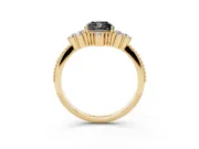 Cushion Cut Vintage Cluster Engagement Ring Setting for a Black Center | Beaded Edges | Yellow Gold