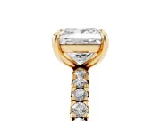 Princess Cut Pavé Solitaire Engagement Ring Setting | Shared Prong Band | Yellow Gold