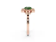 Round Milgrain Cluster Halo Engagement Ring Setting for a Fancy Green Lab-Grown Diamond | Plain Band | Rose Gold