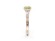 Cushion Cut Tapered Baguette Engagement Ring Setting for a Fancy Yellow Lab-Grown Diamond | Bar Set Sides | Rose Gold