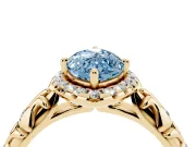 Marquise Leaf Halo Engagement Ring Setting for a Fancy Blue Lab-Grown Diamond | Yellow Gold