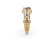 Fancy Black Heart Cut Diamond Vintage-Inspired Milgrain Ring Set in Yellow gold with Accent Split Shank