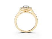 Emerald Cut Petal Tip Halo Engagement Ring Setting | Single Row Pavé Band | Yellow Gold