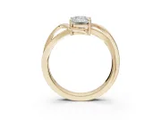 Emerald Cut Bypass Solitaire Engagement Ring Setting | Pavé and Plain Strands | Yellow Gold