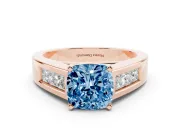 Cushion Cut Channel-Set Engagement Ring Setting for a Fancy Blue Lab-Grown Diamond | Rose Gold