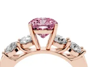 Cushion Cut Five Stone Engagement Ring Setting for a Fancy Pink Lab-Grown Diamond | Prong Set Side Stones | Rose Gold